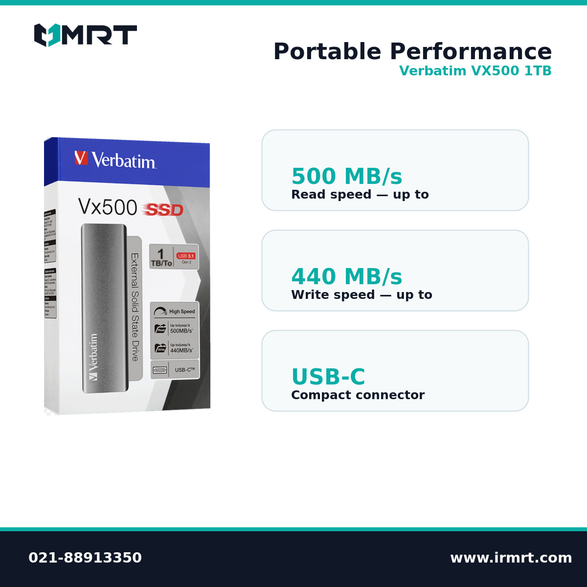 سرعت خواندن و نوشتن و اتصال USB-C در Verbatim VX500 یک ترابایت